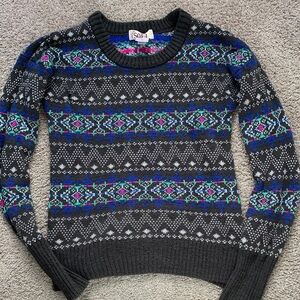 Women's Patterned fair isle Sweater - grey and Blue
